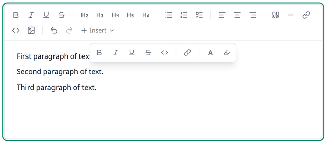 The formatting menu open above a line after picking it up by its drag
handle.